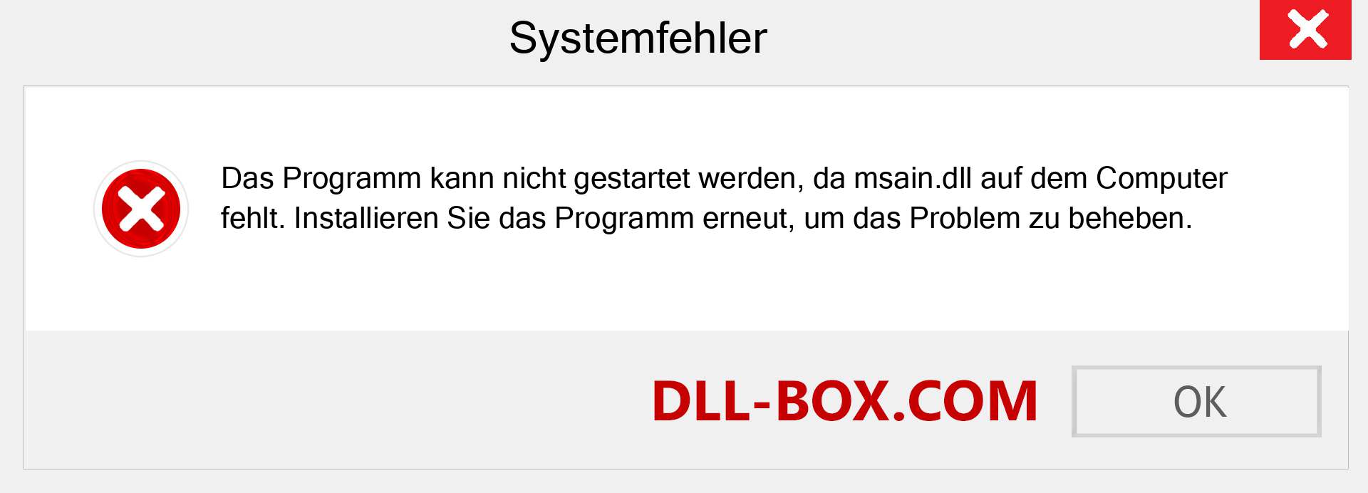 msain.dll-Datei fehlt?. Download für Windows 7, 8, 10 - Fix msain dll Missing Error unter Windows, Fotos, Bildern